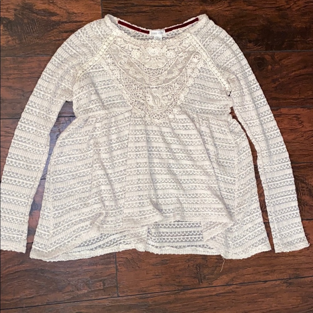 White long sleeve with lace detail